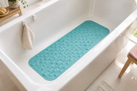 Tapis de baignoire Homerella en vinyle Caribbean Sea, avec ventouses et trous d’écoulement
