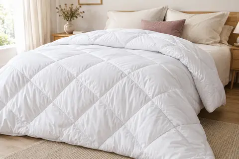 Couette blanche Wavve en microfibre, format 140 x 200 cm, avec piquage en carreaux diamantés